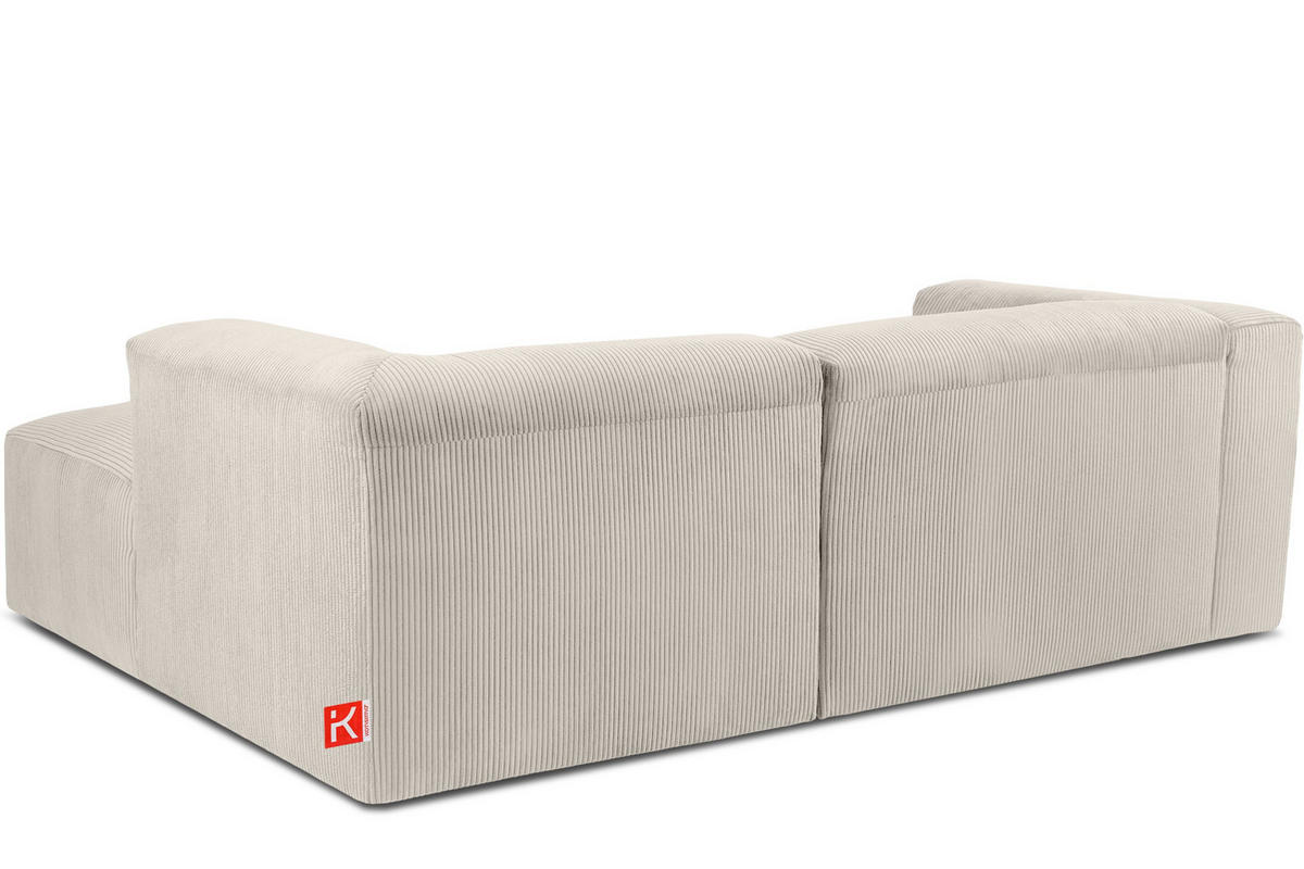 ECKMODULSOFA-RECHTS BUFFO 3/4 Sitzer mit extrem weicher Sitzfläche, Kordstoff, cremefarben - Creme, Textil (237/180cm) - KONSIMO®
