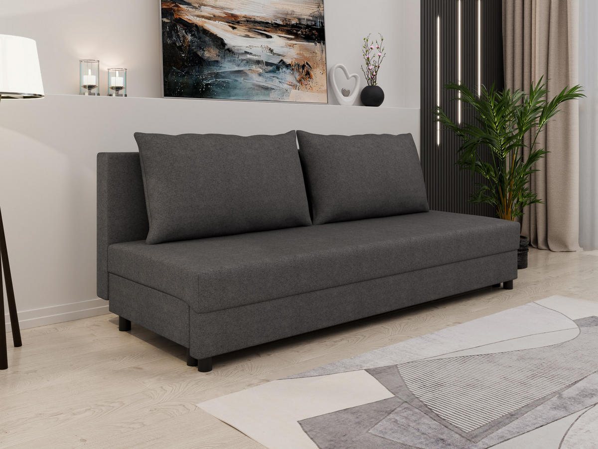 SCHLAFSOFA Facile mit Bettkasten – Moderne 2-in-1 Couch mit Stauraum, dunkelgrau - Dunkelgrau, Holz (194/48/71cm) - Panda Möbel