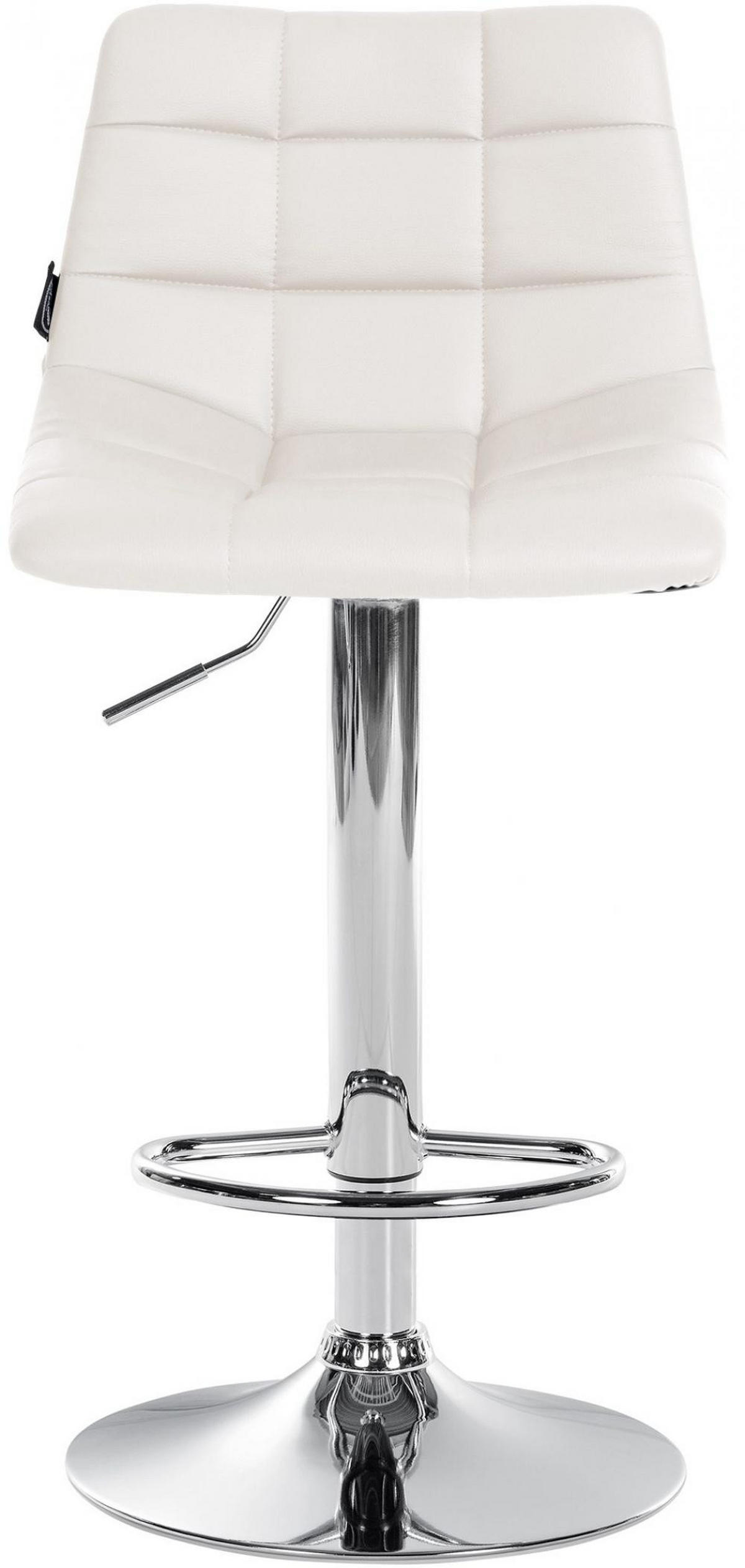 BARHOCKER 2er Set Lederlook weiß - Chromfarben/Weiß, Textil/Metall (43/87/46.5cm) - CLP