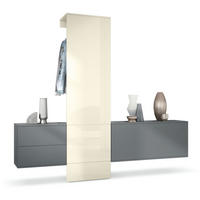 GARDEROBE Carlton Paneel in Creme Hochglanz - Creme, Holzwerkstoff (209/193/35cm) - Vladon