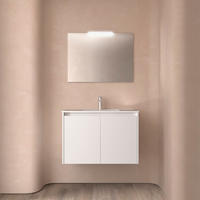 BADEZIMMERMÖBEL NOJA 800 2 Türen WHITE SATIN + Waschtisch + Spiegel - Schwarz, Metall (45/54/80cm) - Salgar