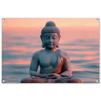 ZAHRADNÍ PLAKÁT Buddha - Socha - Buddha - Voda - Umění - Buddha 90x60 cm - šedohnědá, plast (90/60/0.2cm) - OnlyWow