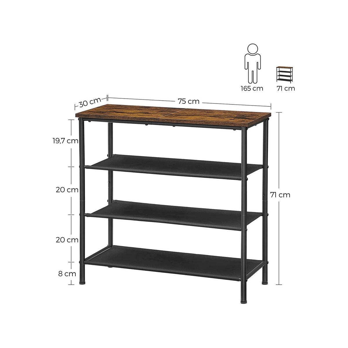 SCHUHREGAL - Braun, Holzwerkstoff (30/71/75cm) - Hansiro