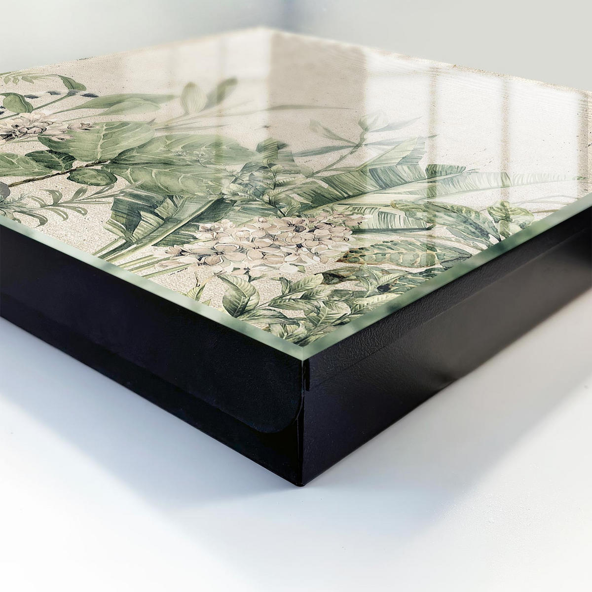 SCHLÜSSELBOX Schwarz 30x30 cm- Türöffnung nach rechts - Tropische Natur - Grün, Metall (30/30/5cm) - TULUP