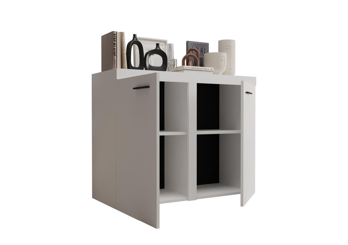 KOMMODE London LRXK 2D mit 2 Türen, Sideboard in Farbe: Weiß, Größe: 97 x 82 x 40 cm - Weiß, Holzwerkstoff (97/82/40cm) - O-Sofa