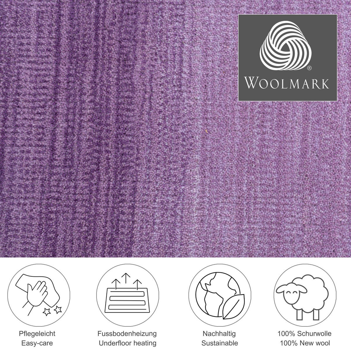 TUFTTEPPICH Wool Comfort 60x90 cm - Violett, Textil (60/90cm) - THEKO