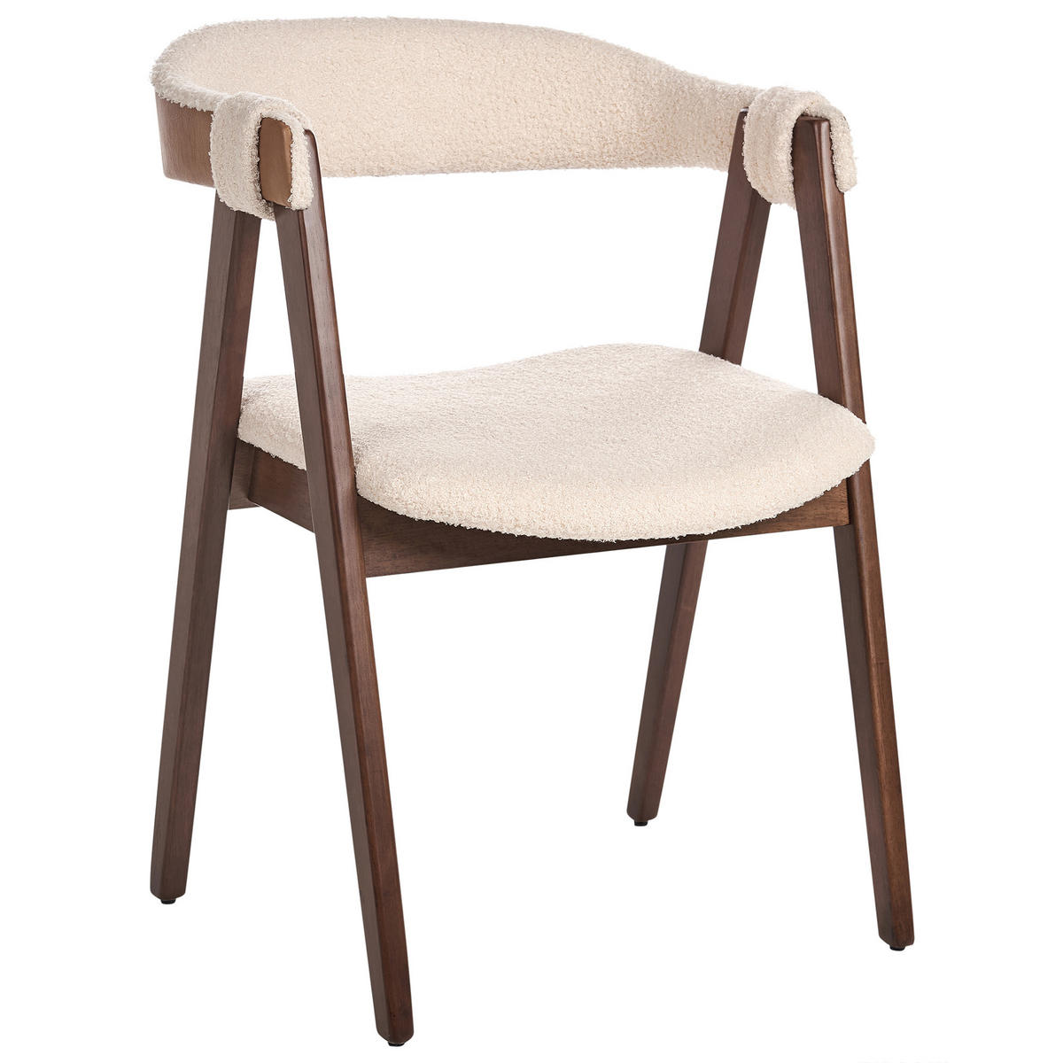 ESSZIMMERSTUHL 2er-Set Bouclé Dunkelbraun Day - Beige, Textil (55/75/57cm) - Beliani