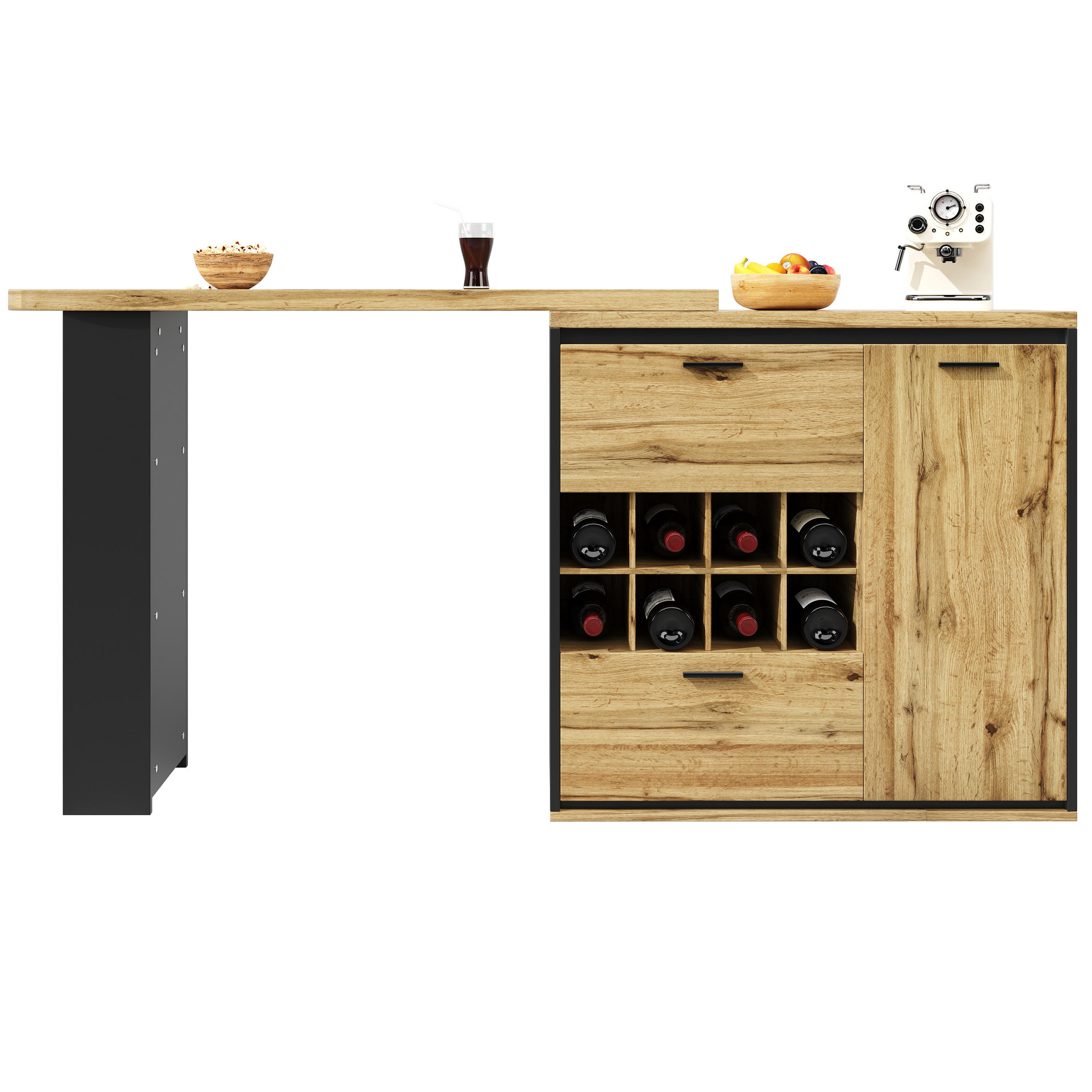 BARTISCH Holzoptik 138-220/39/105 cm - Naturfarben, Holz (39/138/105cm) - PANGIVO