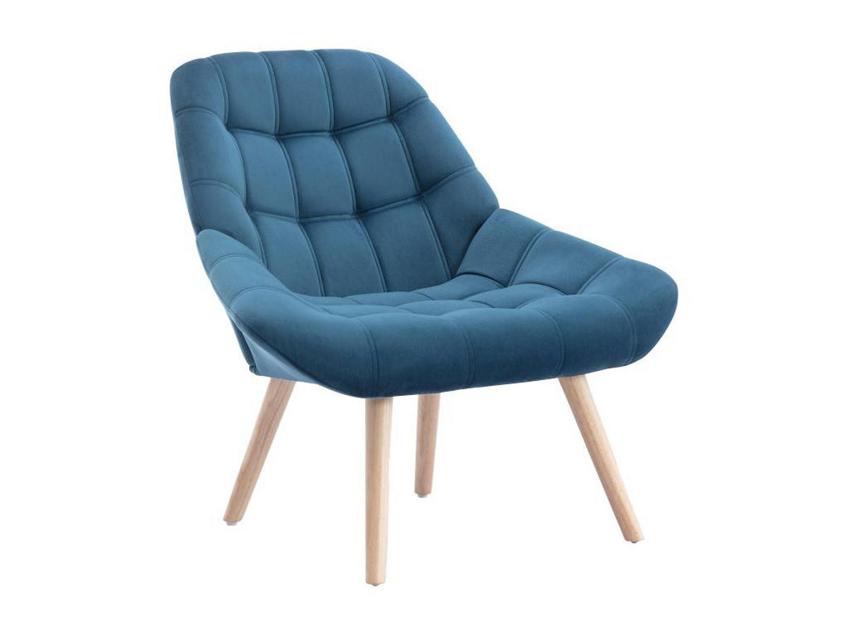 SESSEL - Samt - Blau - LUOSTO - Blau, Textil (79/83/87cm) - Vente-Unique