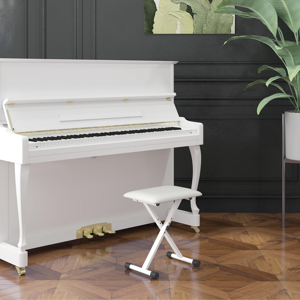 HOCKER DE-16441 klappbar & höhenverstellbar Weiß - Weiß, Metall (29/47/39cm) - ComfortXL
