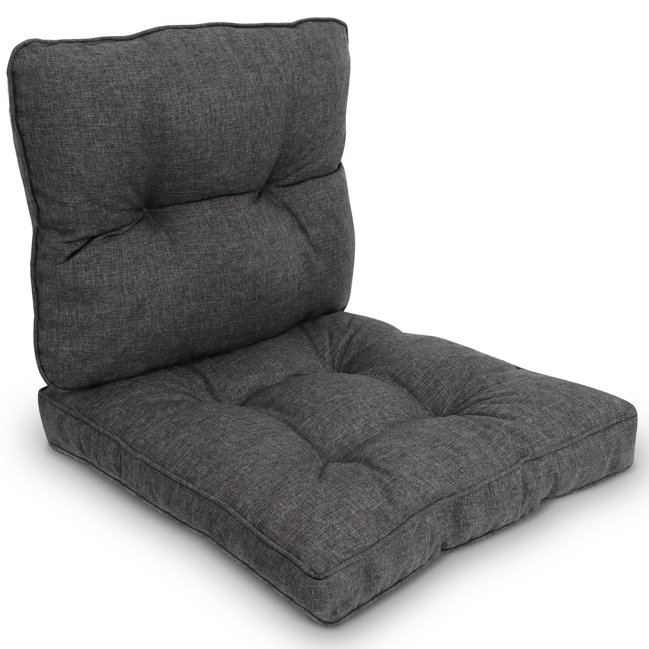 LOUNGEKISSEN Beauflair Outdoor Sitz 70x70x10cm mit Rücken 70x40x12cm Graphitgrau (2tlg) - Graphitfarben, Textil (70/70cm) - Beautissu 