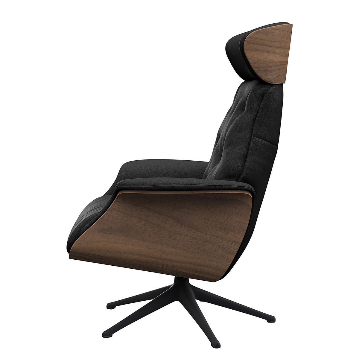 RELAXSESSEL - Echtleder - Schwarz, Leder/Metall (83/118/83cm) - home24