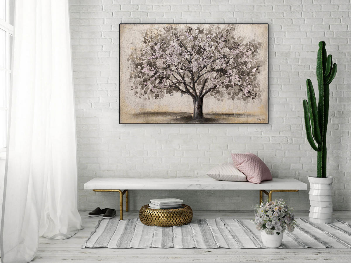 ACRYLBILD HANDGEMALT 120/80 cm - Beige/Schwarz, Holz/Textil (2.56/80cm) - KUNSTLOFT