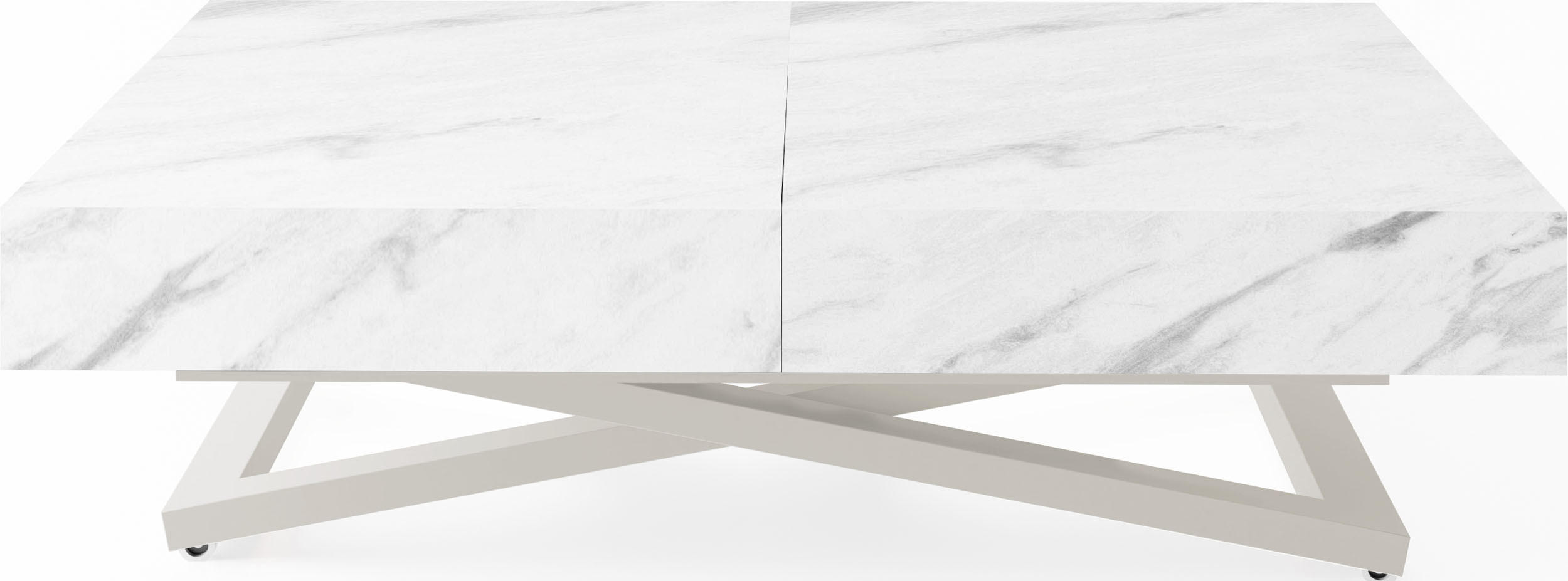 COUCHTISCH Cavetta U höhenverstellbar ausziehbar, Marmor Weiß 120-200/80/27-76 cm - Kaschmir/Ecru, Holzwerkstoff/Metall (80/120/76cm) - WFL GROUP