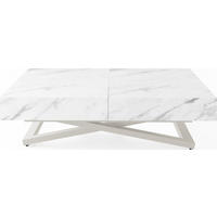 COUCHTISCH Cavetta U höhenverstellbar ausziehbar, Marmor Weiß 120-200/80/27-76 cm - Kaschmir/Ecru, Holzwerkstoff/Metall (80/120/76cm) - WFL GROUP