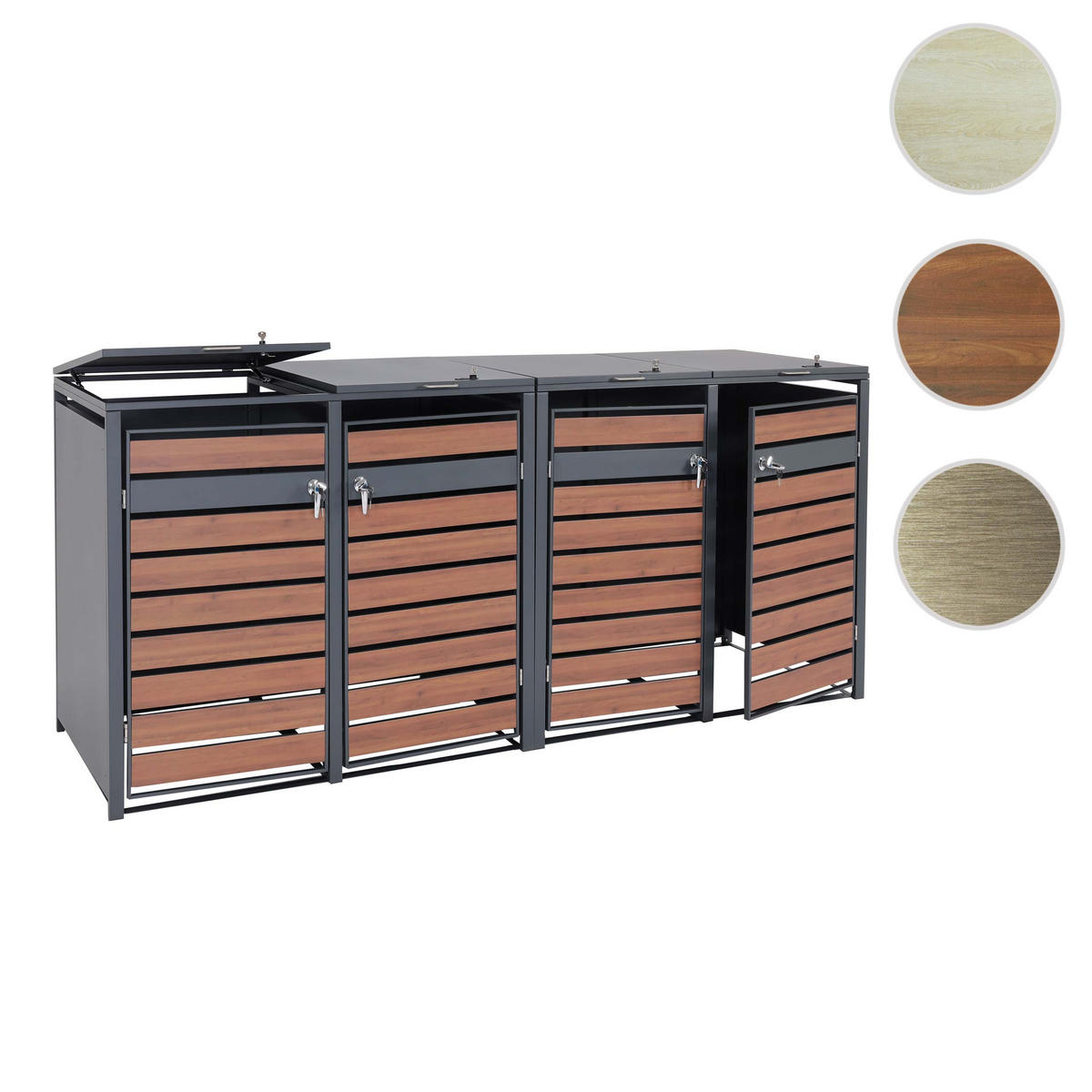 XL MÜLLTONNENVERKLEIDUNG 4ER/8ER Kirschbaum Dekor - Kirschbaumfarben, Metall (284/117/98cm) - MCW