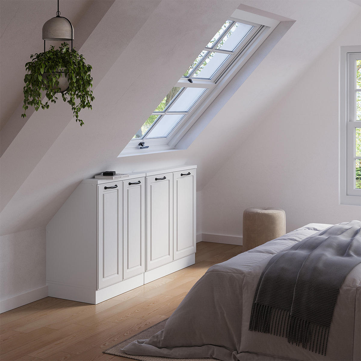 DACHSCHRÄGENSCHRANK-SET Rion Weiß Landhaus/Weiß 2er Set - Weiß, Holzwerkstoff (140/81.6/46cm) - Vicco