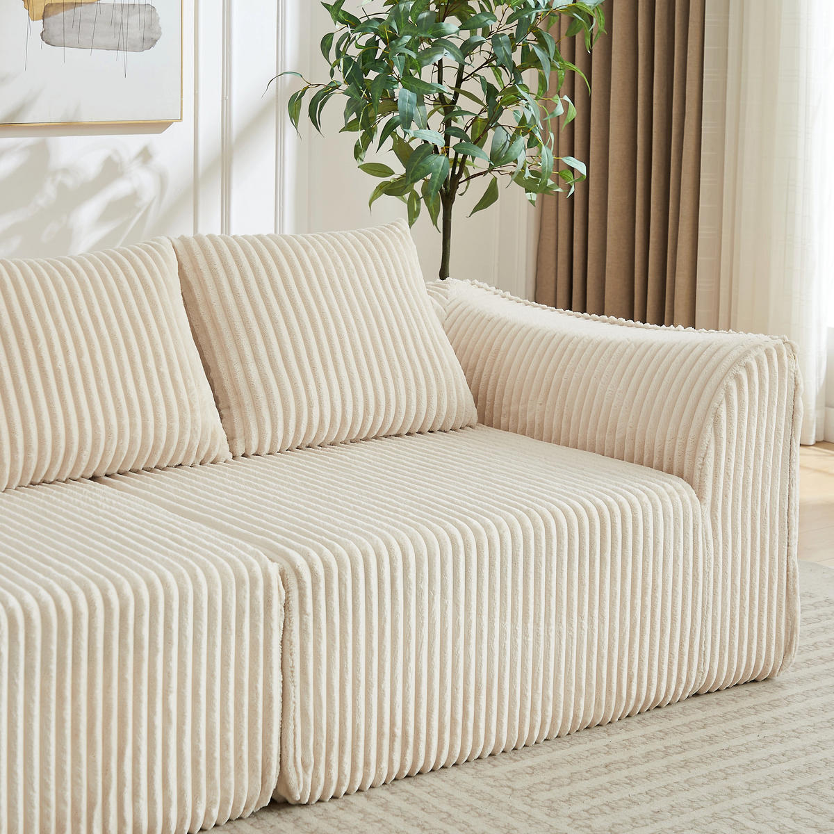 2-SITZER SOFA aus Cord in Beige minimalistisch & ohne Montage - Beige, Textil (101/72.5/185cm) - Urban Meuble