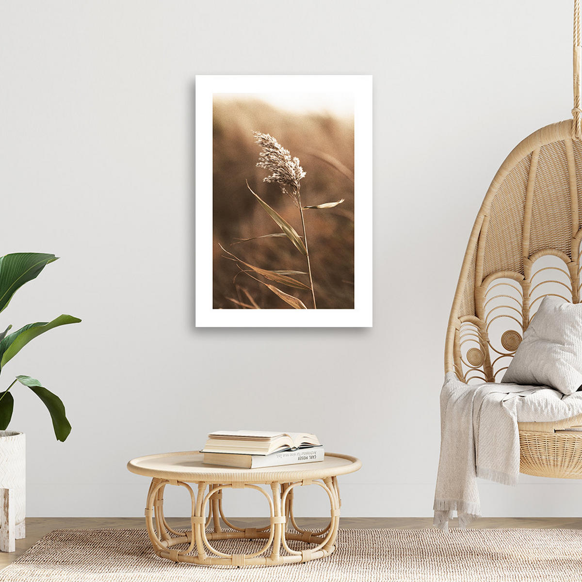 WANDBILD schilf im makromaßstab - Beige, Textil (40/60cm) - Feeby