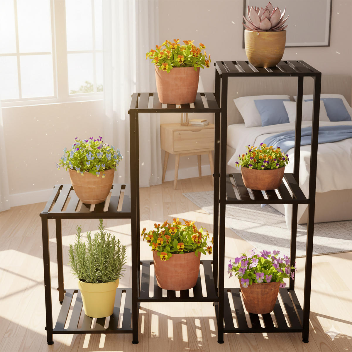 BLUMENREGAL - Schwarz, Metall (80/81/28.5cm) - Relaxdays