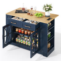 KÜCHENINSEL mit Klapptisch 120 cm Blau MDF - Blau, Holz (65/92/120cm) - Beauniv