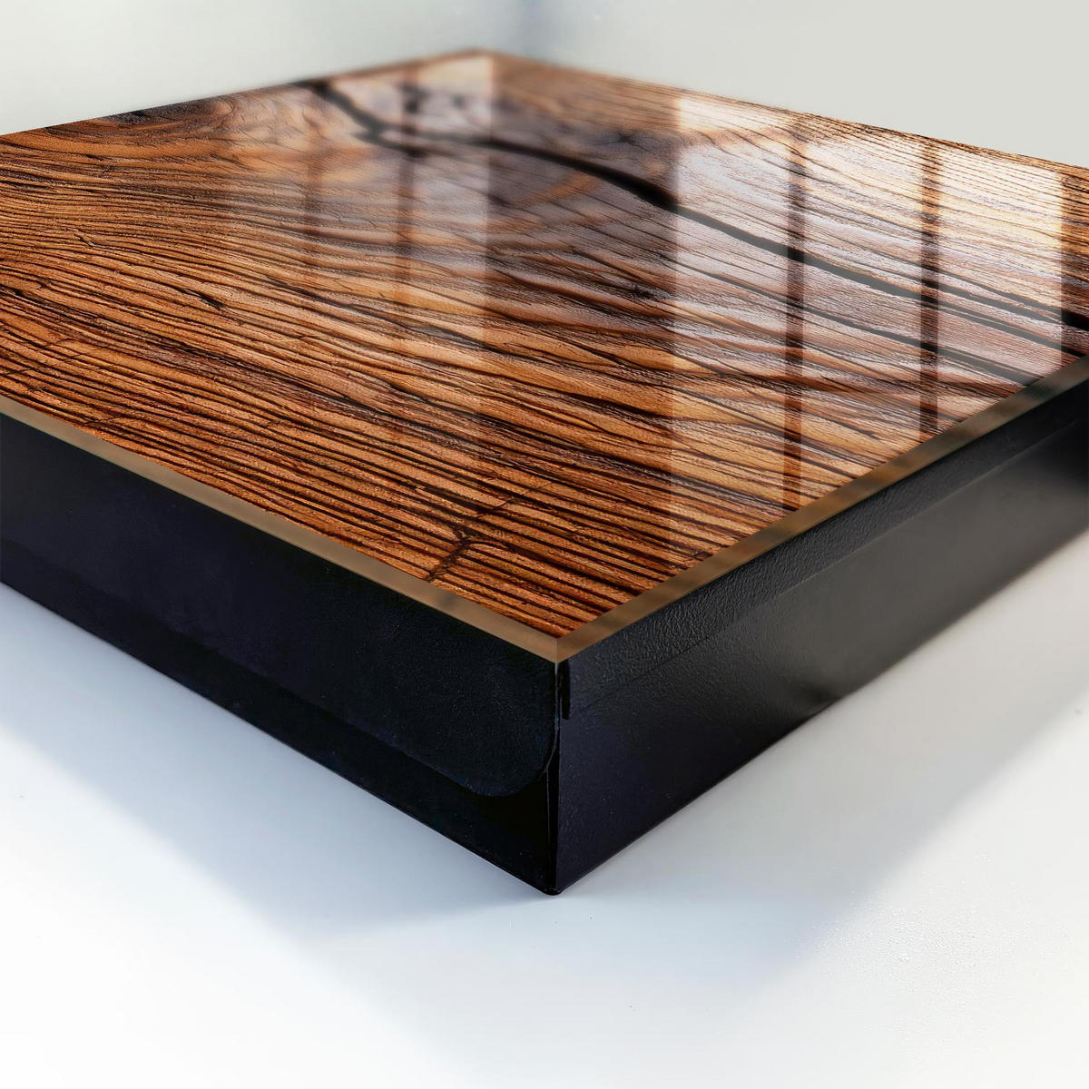 SCHLÜSSELBOX Schwarz 30x30 cm- Türöffnung nach rechts - Holzstruktur - Braun, Metall (30/30/5cm) - TULUP