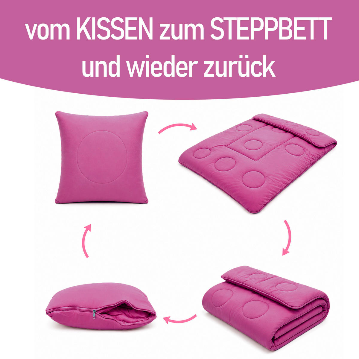 VERWANDLUNGSDECKE 2in1 Fuchsia - Beere, Textil (135/200cm) - Bestlivings
