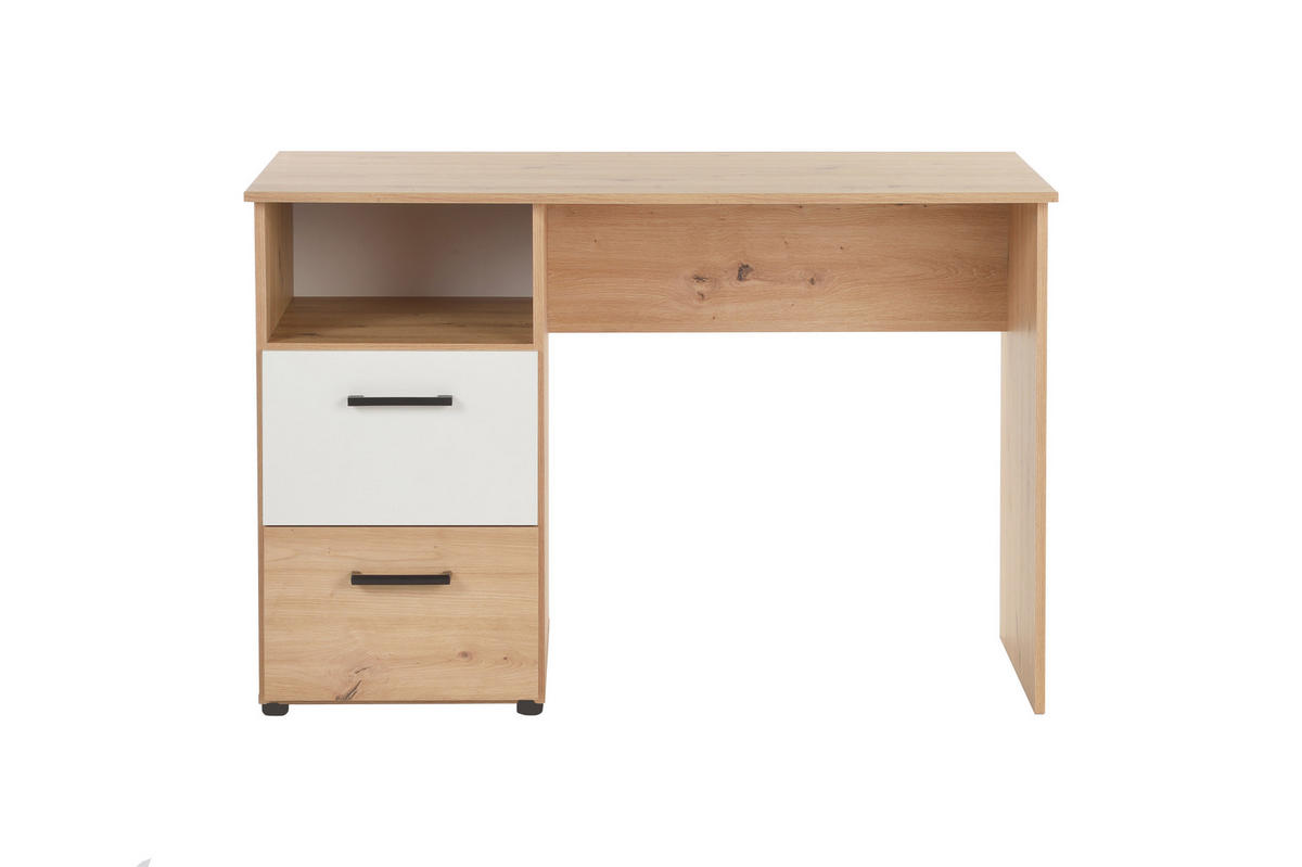 SCHREIBTISCH Bente mit 2 Schubkästen AOW - Eichefarben/Schwarz, Holzwerkstoff/Kunststoff (115/77/60cm) - arthur berndt