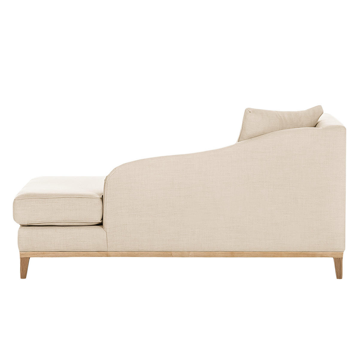 RECAMIERE - Samtstoff - Beige, Eichenholz/Textil (165/77/82cm) - home24