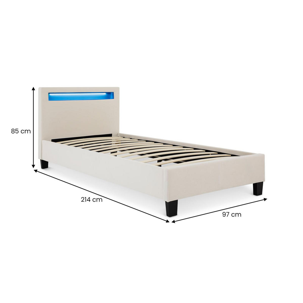 POLSTERBETT BAGO 90X200 CM - Creme, Textil (90/200cm) - IDIMEX