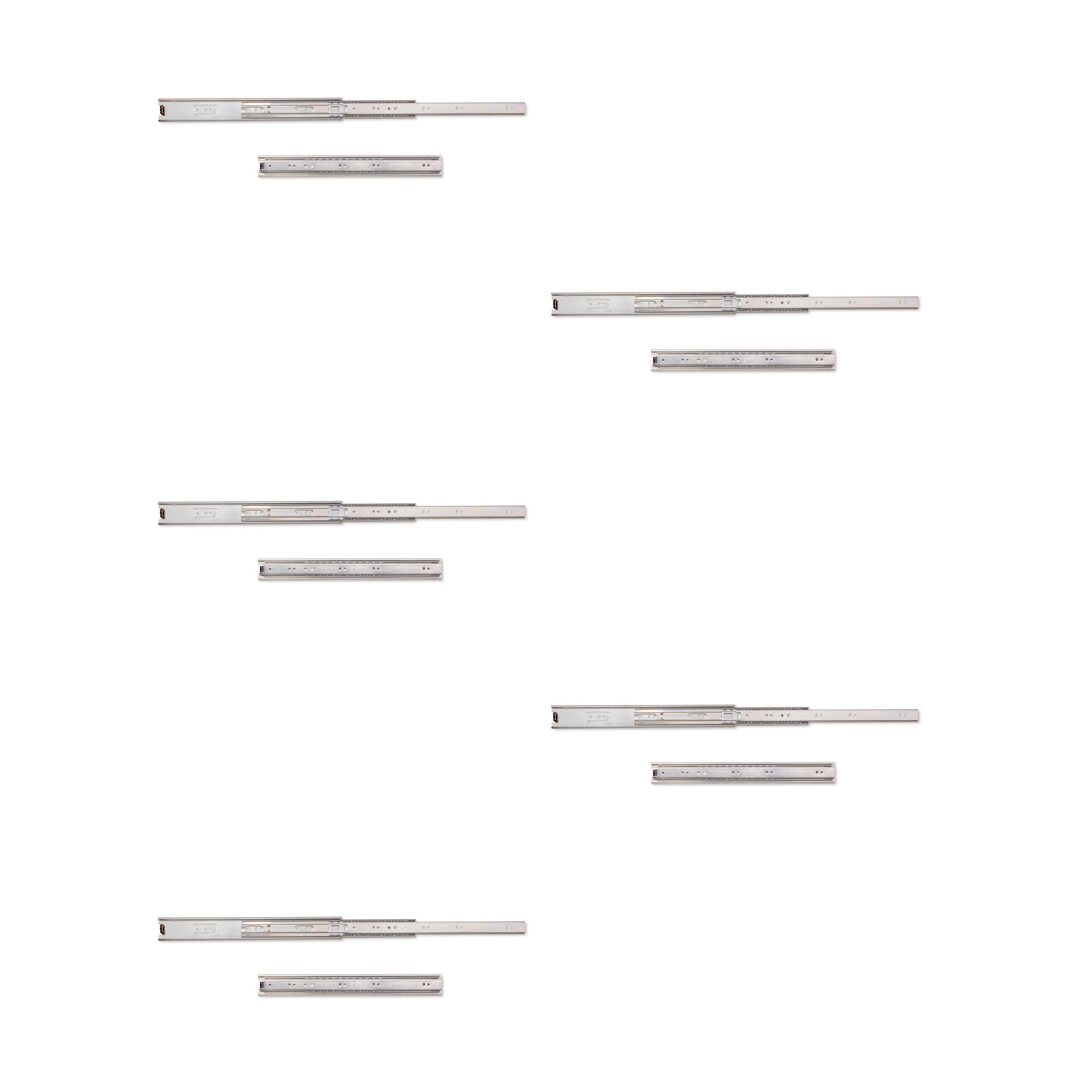 KUGELFÜHRUNGEN Höhe 45mm, Tiefe 350mm, Vollauszug, verzinkt 5er-set - Zinkfarben, Metall (1.27/5/35cm) - EMUCA