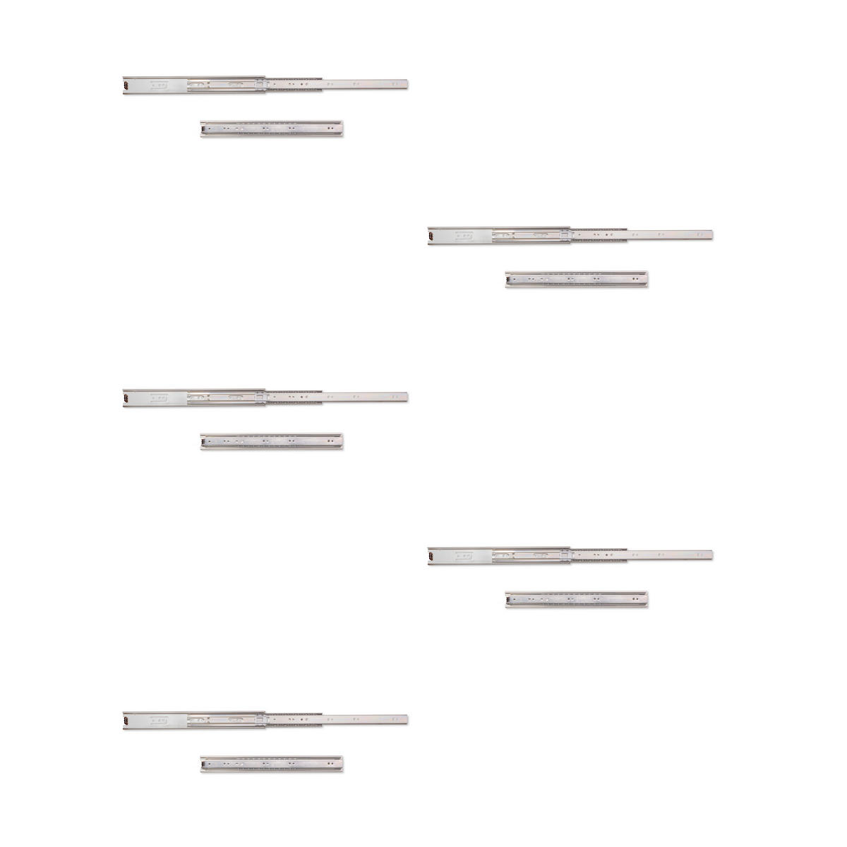 KUGELFÜHRUNGEN Höhe 45mm, Tiefe 350mm, Vollauszug, verzinkt 5er-set - Zinkfarben, Metall (13/6/40cm) - EMUCA