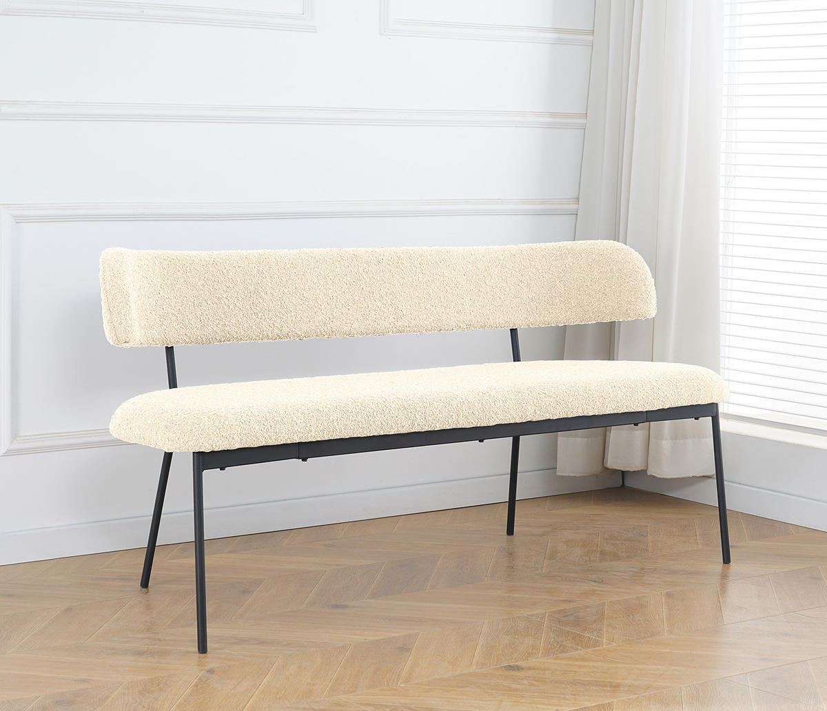 SITZBANK - Creme/Schwarz, Kunststoff/Textil (160/76/57cm) - home24