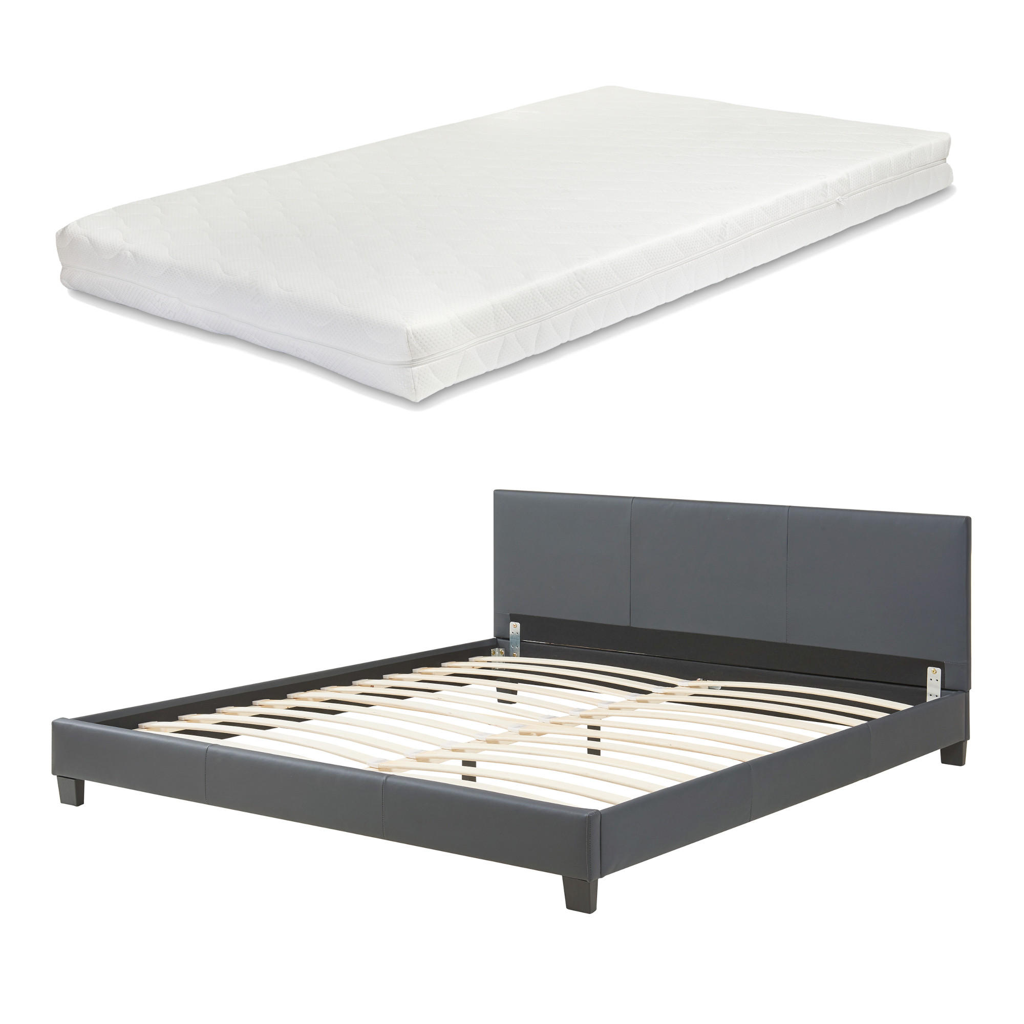POLSTERBETT Albacete mit Matratze - Dunkelgrau, Textil (180/200cm) - Corium