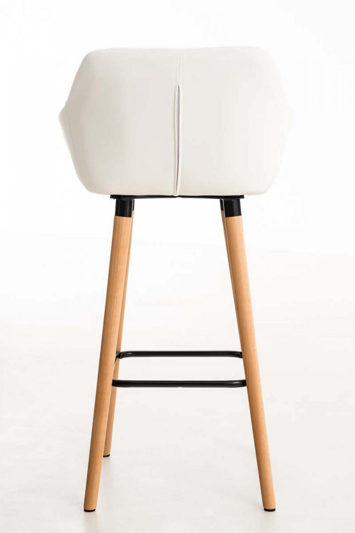 BARHOCKER Lederlook weiß - Eukalyptusholzfarben/Weiß, Holz/Textil (55/99/46cm) - CLP