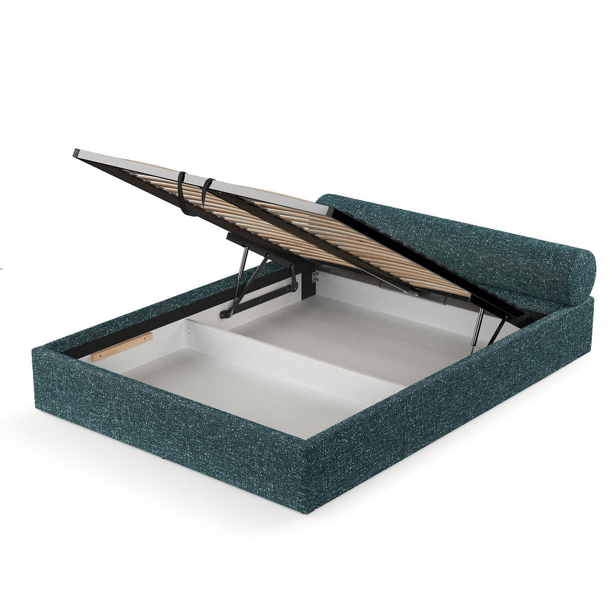 POLSTERBETT Solvo mit Stauraum 140/200 cm Grün im Blur Stoff - Schwarz/Naturfarben, Holz/Holzwerkstoff (140/200cm) - AltaBeds