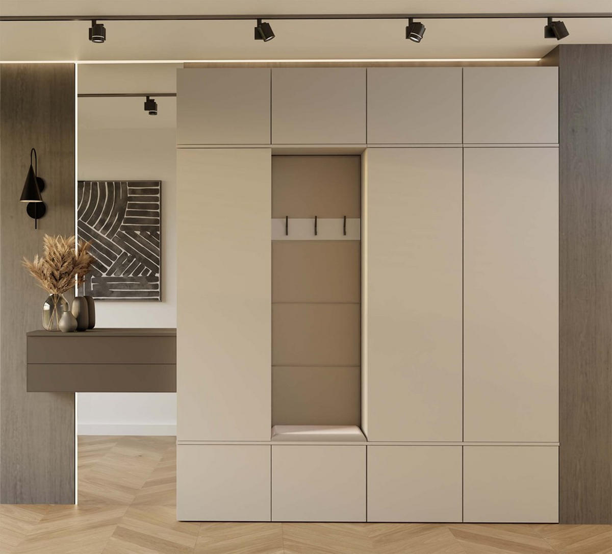 DULAP PENTRU HOL modern, set dulapuri: dulap pentru haine - dulap pentru pantofi, model cașmir 200/238/35 - cașmir, compozit lemnos (200/238/35cm) - RAUMHIRSCH FURNITURE