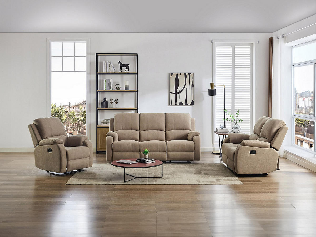 COUCHGARNITUR - 5 Personen - stoff - taupe Brody - Taupe, Textil (148/99/98cm) - Vente-Unique
