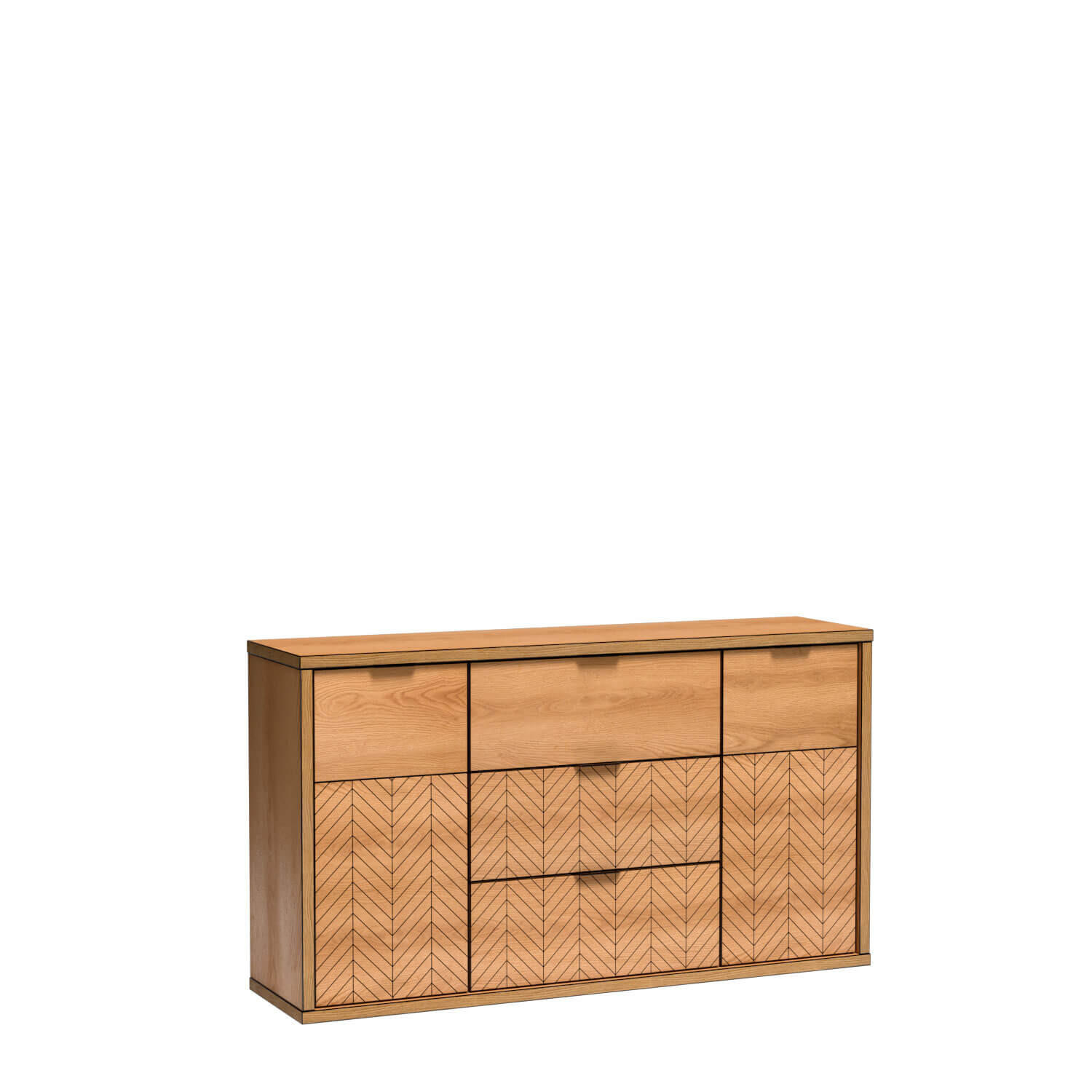 KOMMODE Fonti F-3 Karamell-Eiche - Eichefarben, Holzwerkstoff (158/90/40.6cm)