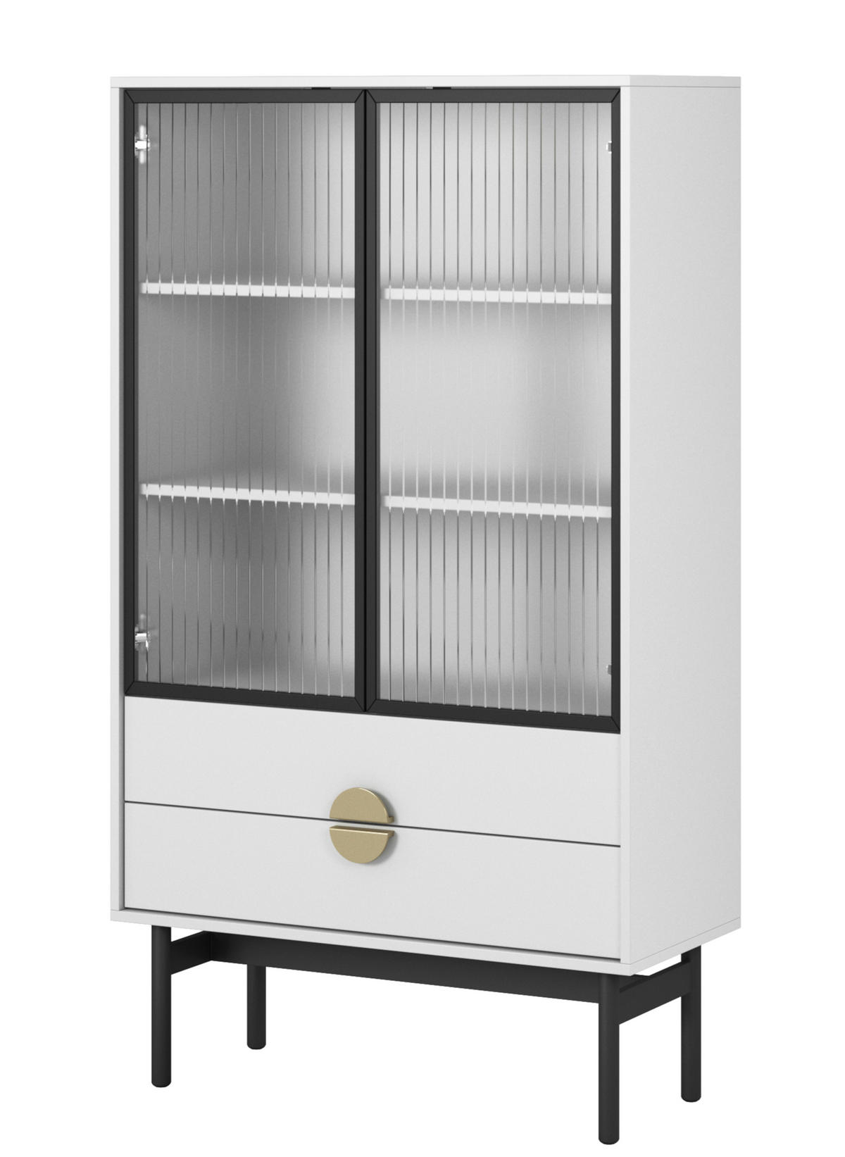 VITRINE Stoon Weiß 150 cm - Goldfarben/Schwarz, Holzwerkstoff/Metall (85.5/150/41cm) - Selsey