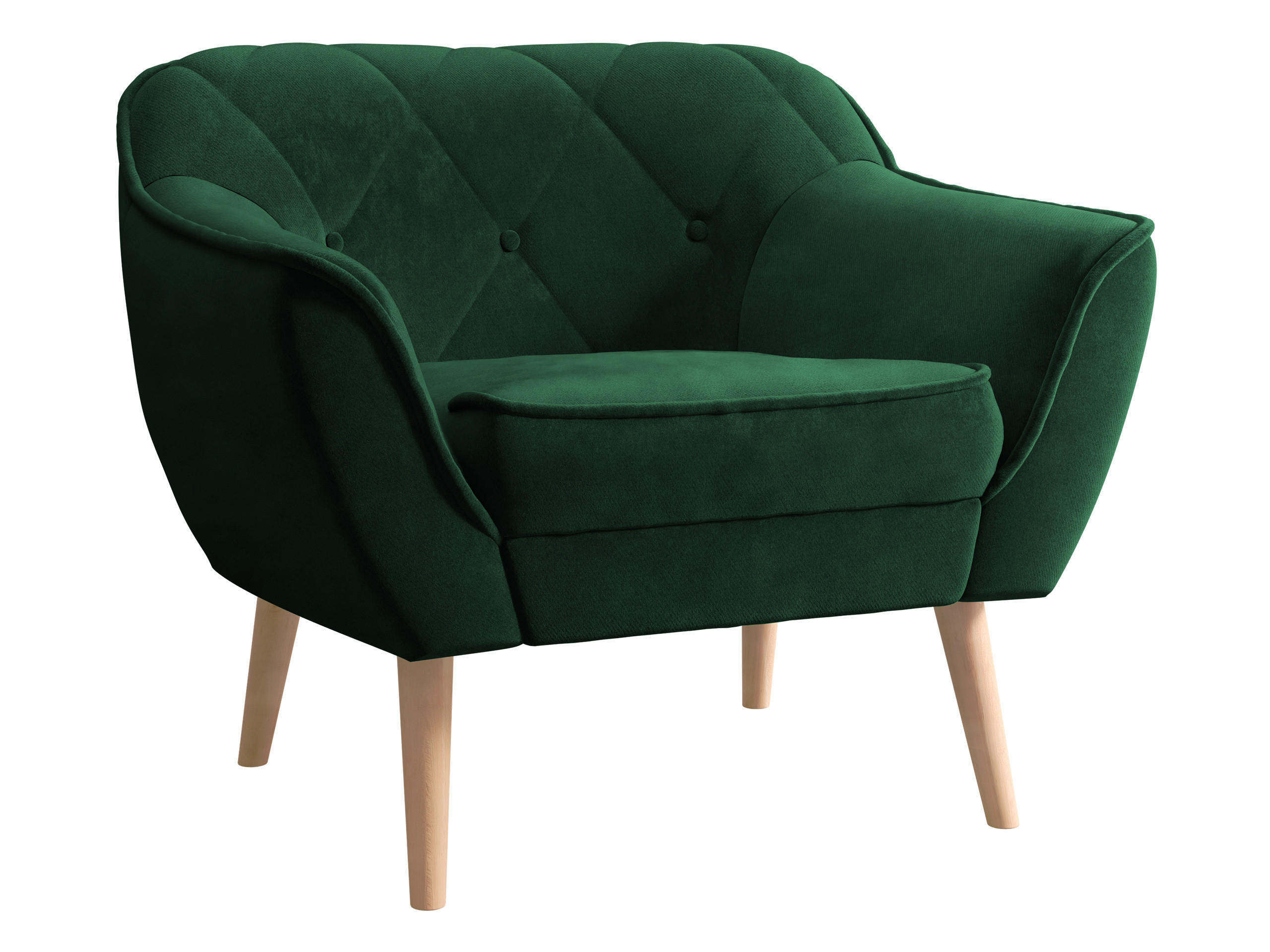 SESSEL Skand 1 - Smaragdgrün/Naturfarben, Holz/Textil (80/75/74cm) - MIRJAN24