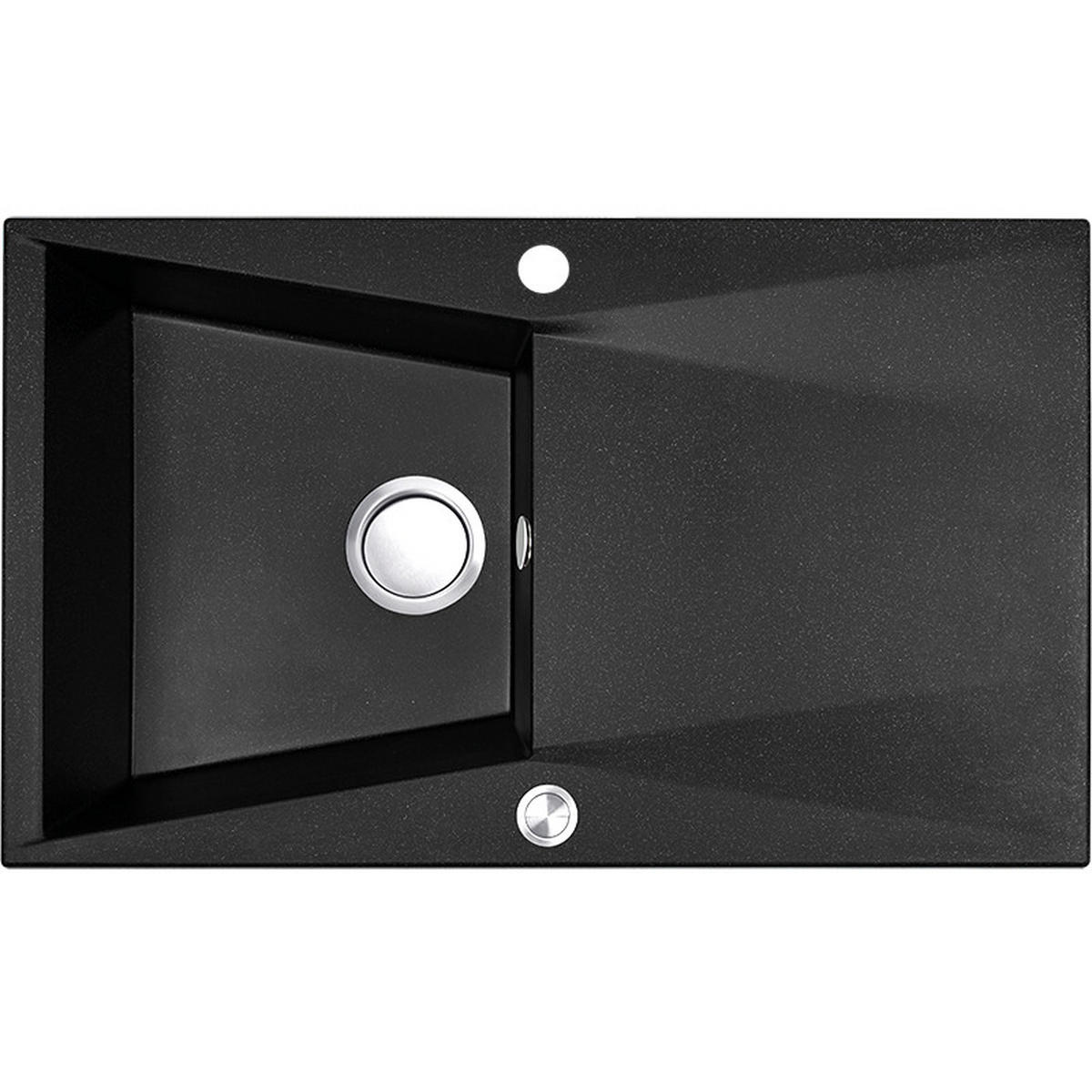 EINBAUSPÜLE Grenada Schwarz, Einzelbecken, 48/78/20,4 cm - Schwarz, Stein (48/20.4/78cm) - bad land