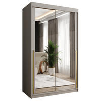SCHIEBETÜRENSCHRANK mit Spiegel 120 cm Breite Kaschmir mit Goldgriff - Kaschmir/Goldfarben, Holzwerkstoff (120/200/62cm) - Home Collective