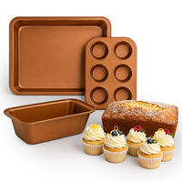 BAKFORMSSET Koppar 3-delars-set - Kopparfärgad, Metall - Relaxdays