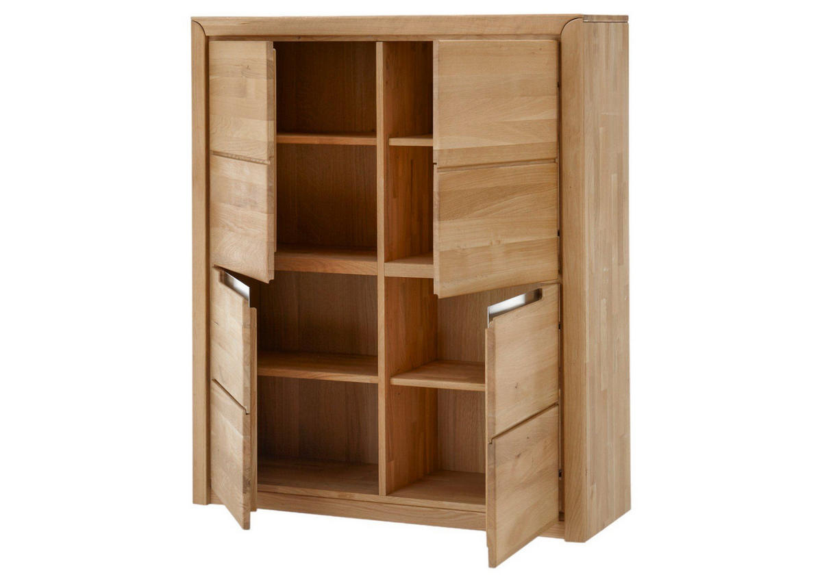 STAURAUMSCHRANK Ianka 114x134x41 aus Massivholz Wildeiche Bianco geölt - Wildeiche, Holz (114/134/41cm) - 58aufmkessel