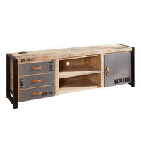 TV-BOARD Mango 200x45x66 natur bedruckt FACTORY #133 - Naturfarben, Holz (200/66/45cm) - Massivmoebel24