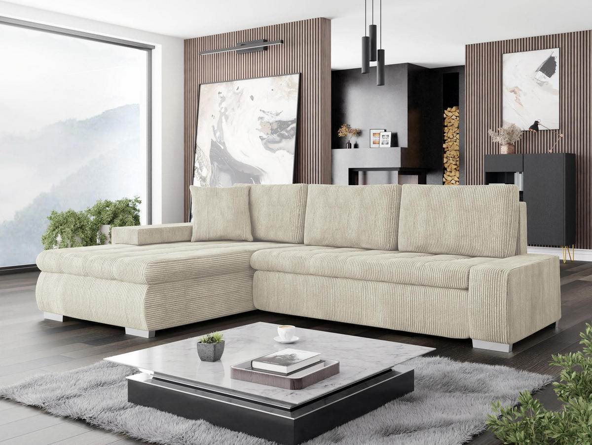 ECKSOFA Orkan Mini Cord - Naturfarben, Holz/Textil (265/185cm) - MIRJAN24