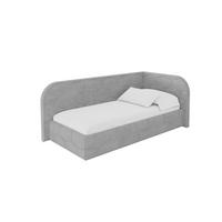 EINZELLBETT Jugendbett mit Bettkasten und Matratze H3/H4, Links - JAXY 90x200 Grau - Hellgrau, Holzwerkstoff/Textil (90/200cm) - ALTDECOR