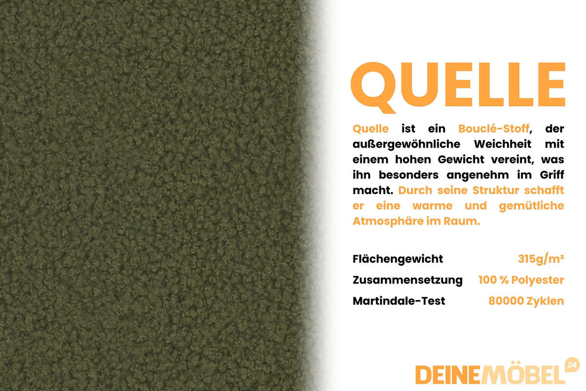 SOFA CLASSY 214cm breit in Boucle Dunkelgrün - Dunkelgrün, Holz/Holzwerkstoff (214/93/100cm) - Deine Möbel 24