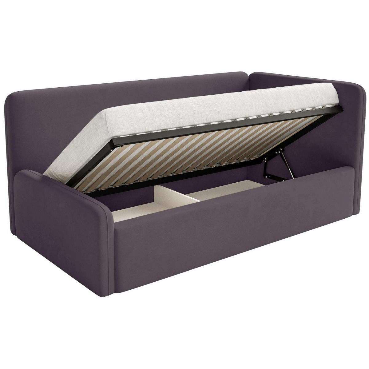 KINDERBETT Fanko Samt Violett 90x200 cm - Lila/Schwarz, Kunststoff/Textil (90/200cm) - Selsey